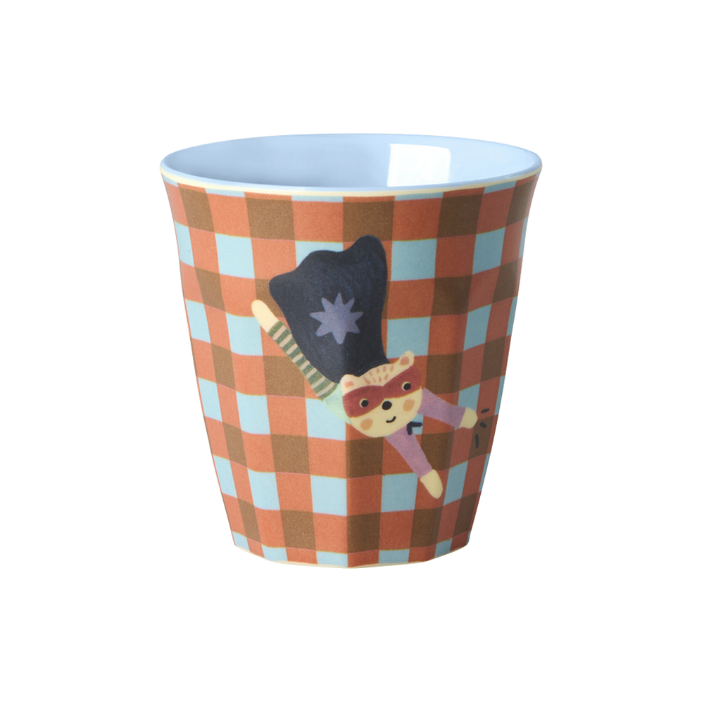 Rice Melamine Small Cup 'Hero' Brown Checkers