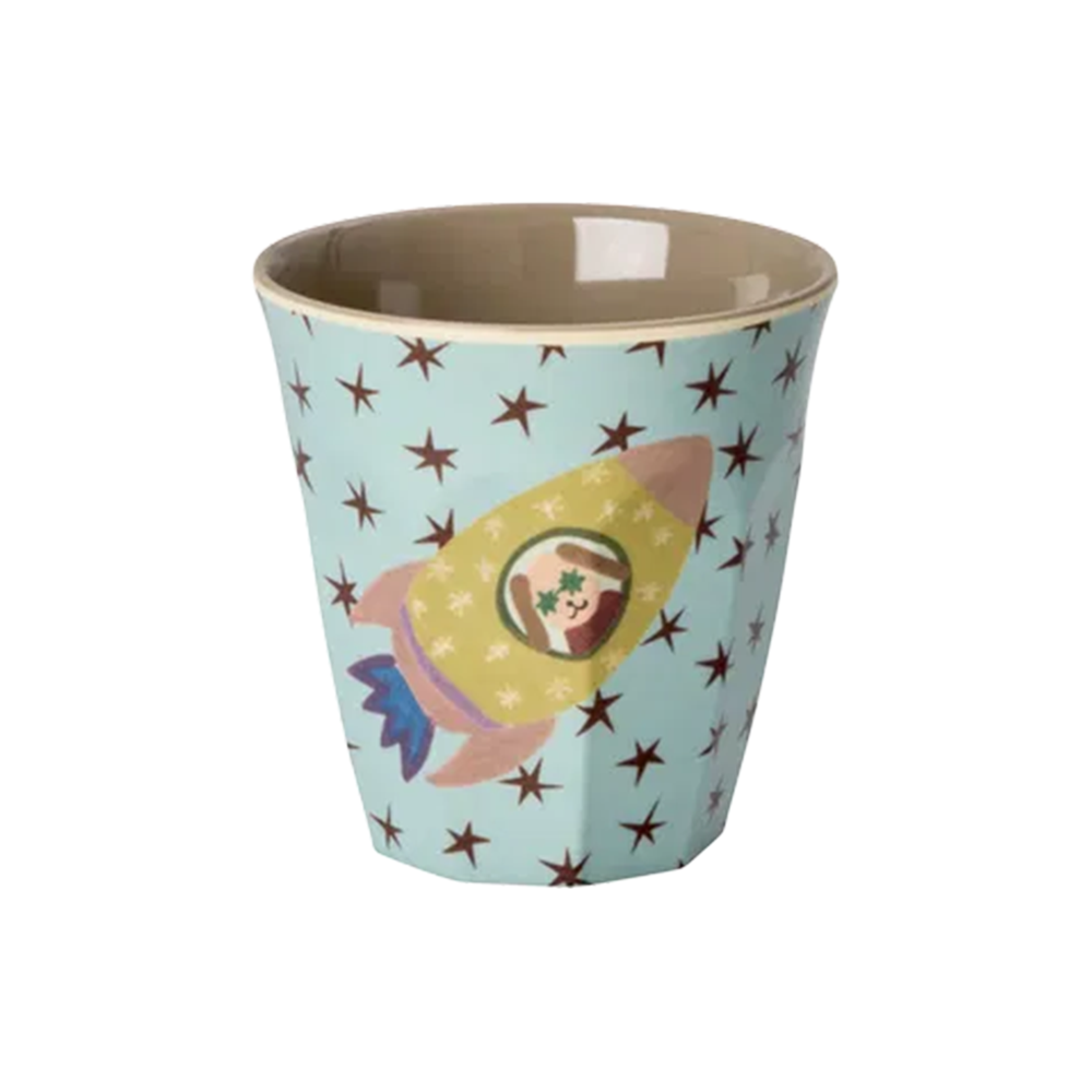 Rice Melamin Becher Klein 'Dogs in Space' Dog in Yellow Spaceship