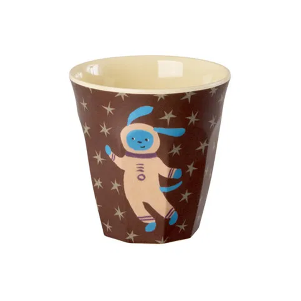 Gobelet en mélamine Rice petit « Dogs in Space » chien astronaute marron