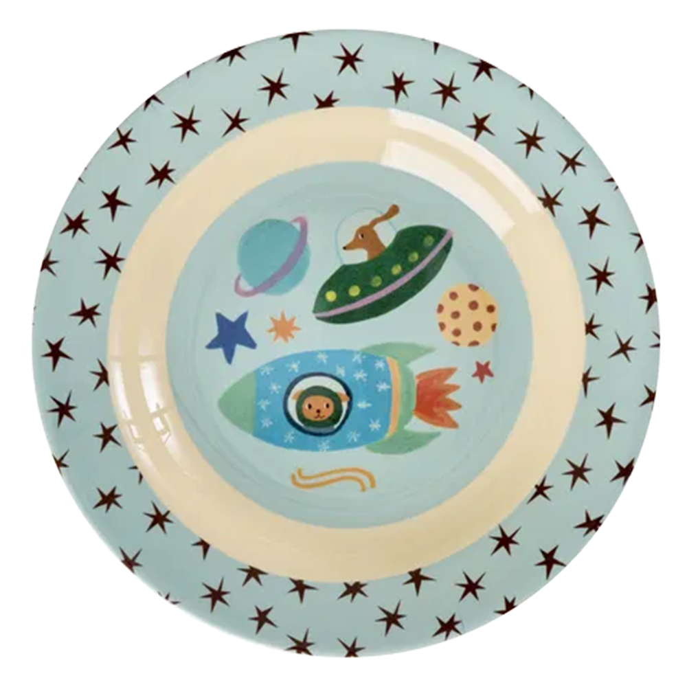 Rice Melamin Kinderteller tief 'Dogs in Space'