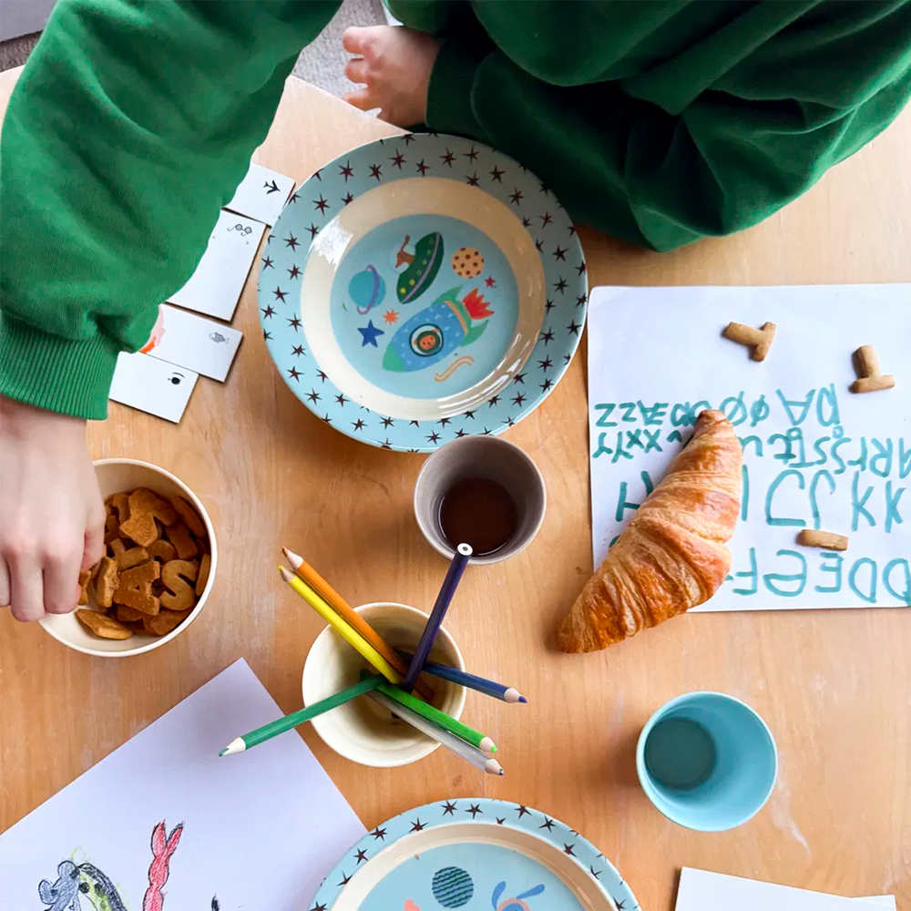 Rice Melamin Kinderteller tief 'Dogs in Space'