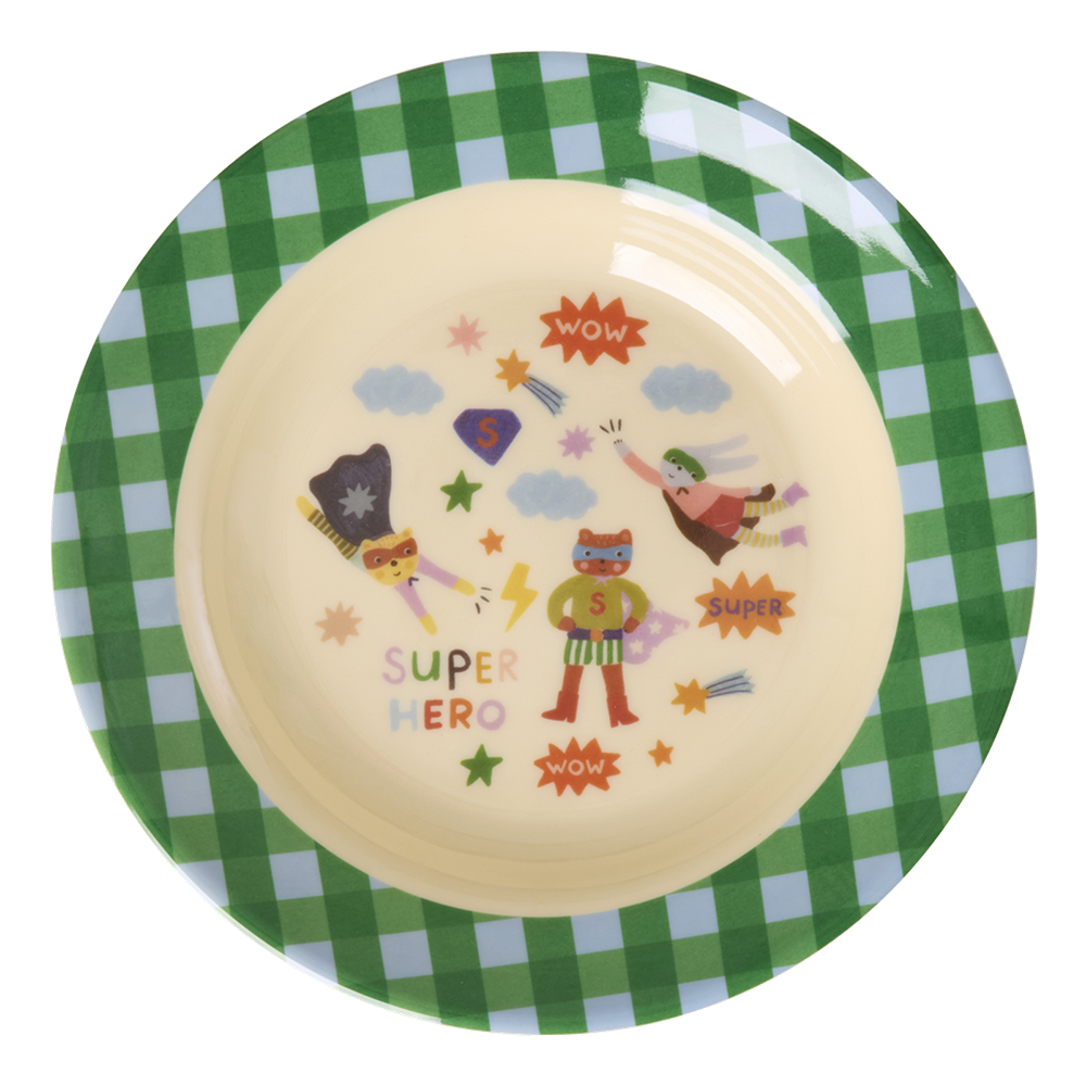 Rice Melamin Kinderteller tief 'Hero' Green