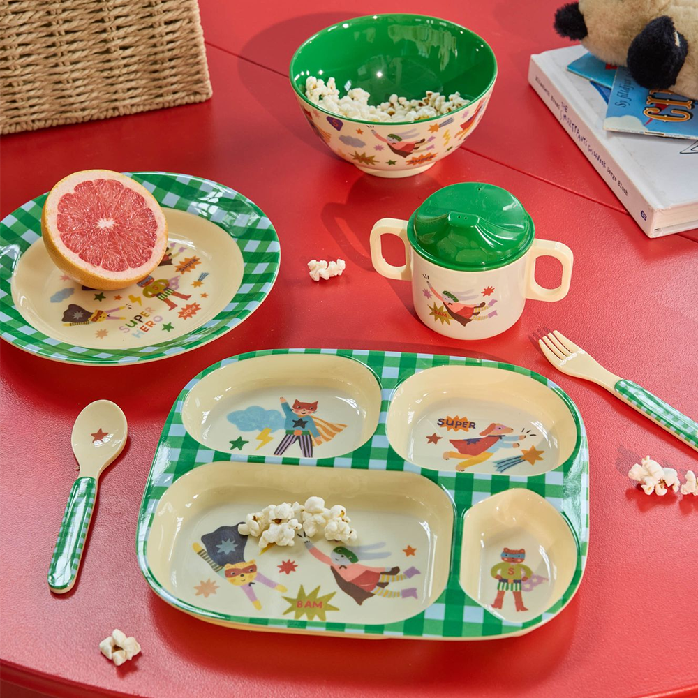 Rice Melamin Kinderteller tief 'Hero' Green