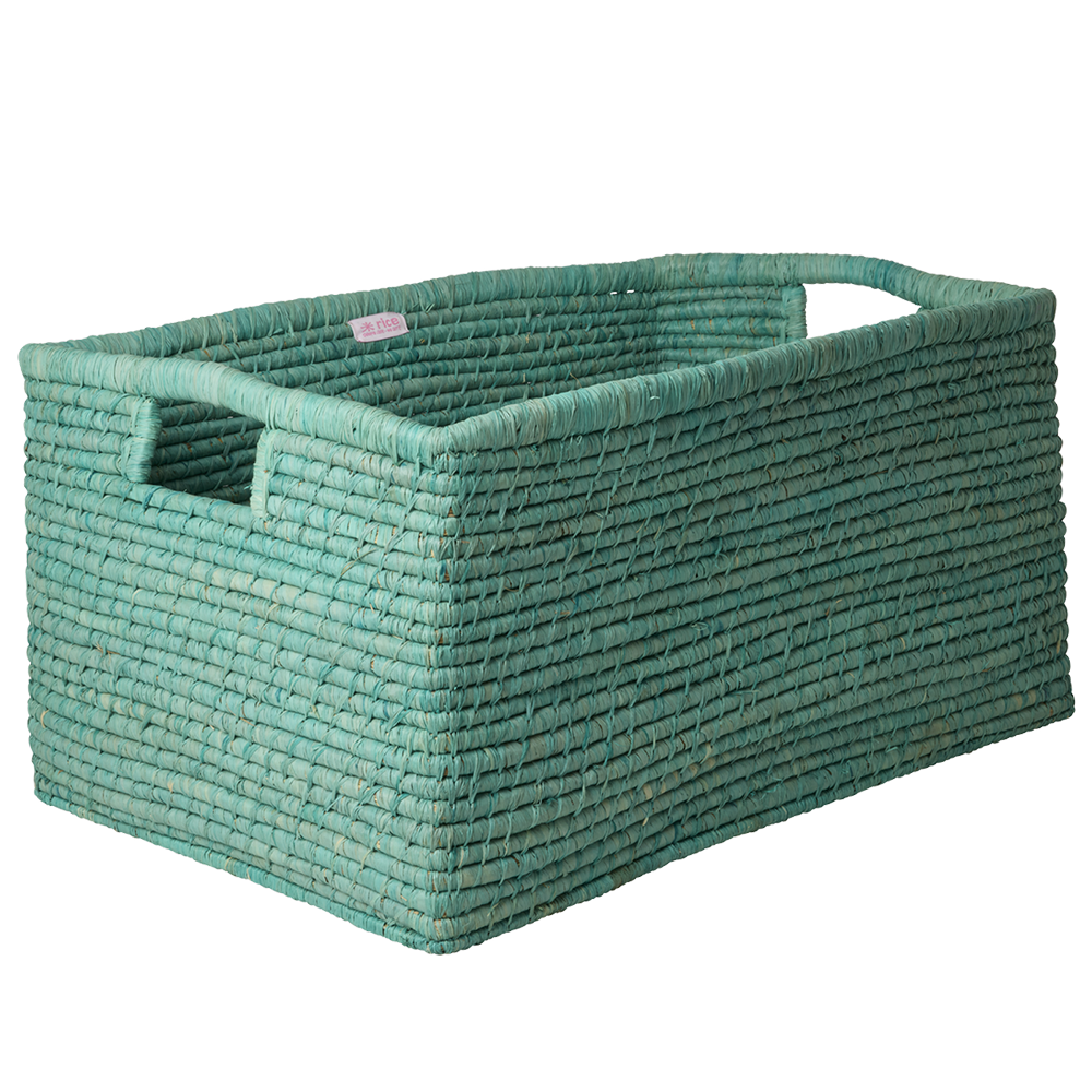 Rice rechteckiger Aufbewahrungskorb mit Griffen &#39;Raffia&#39; Extra Large Green