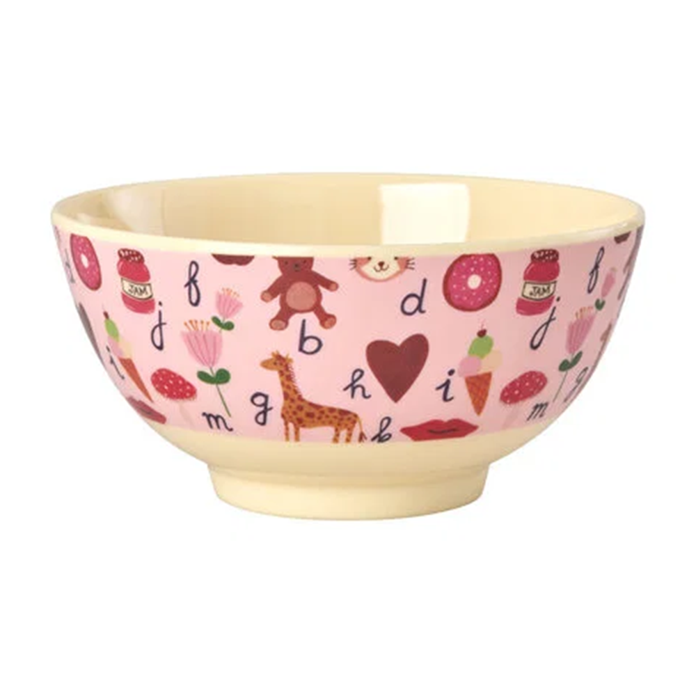 Rice Melamin Schüssel Mittel 'ABC' Pink