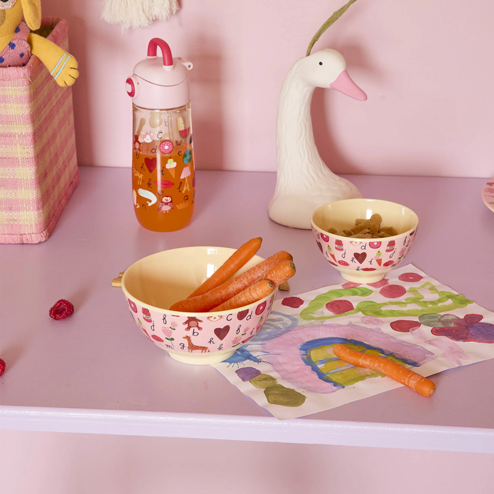 Rice Melamin Schüssel Klein 'ABC' Pink