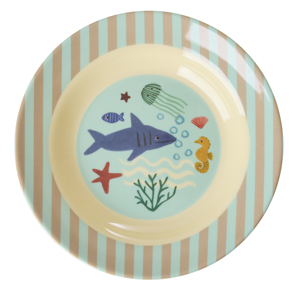 Rice Melamin Kinderteller tief &#39;Ocean&#39; Blue