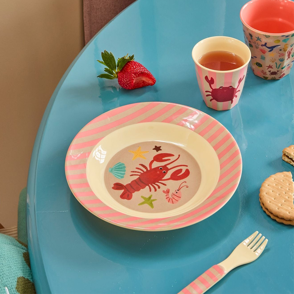Rice Melamin Kinderteller tief 'Ocean' Coral - Online MY SNOWFLAKE