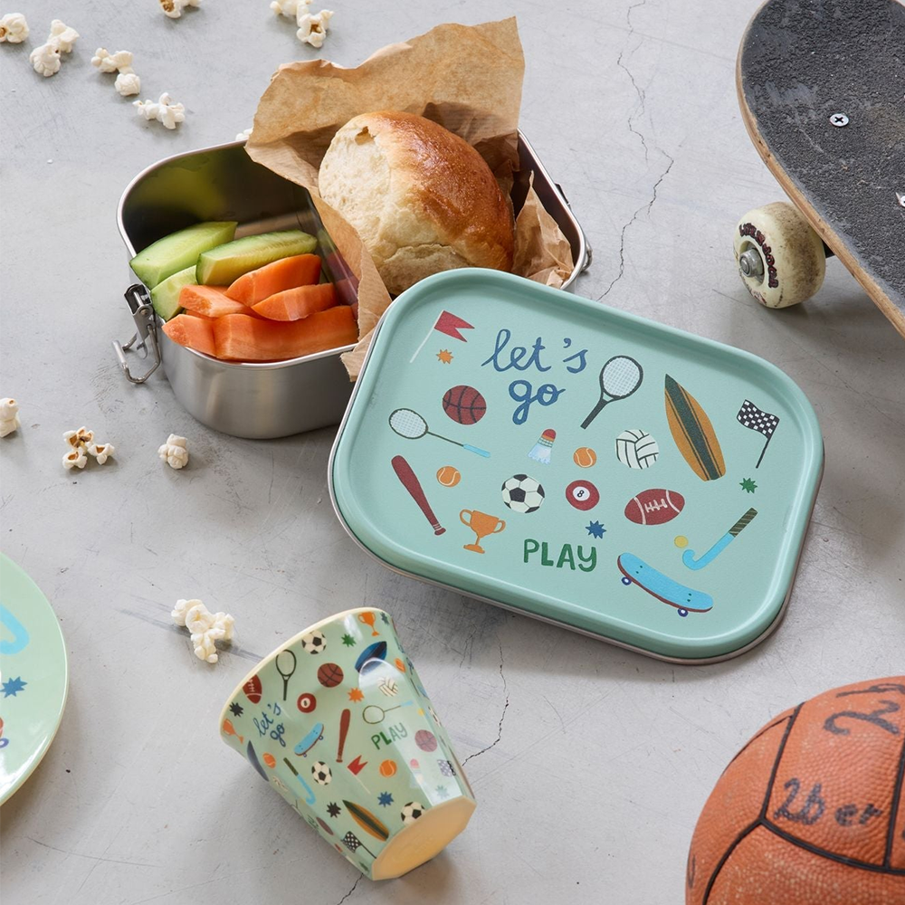 Rice Kids' Lunchbox 'Sports' Large Soft Green