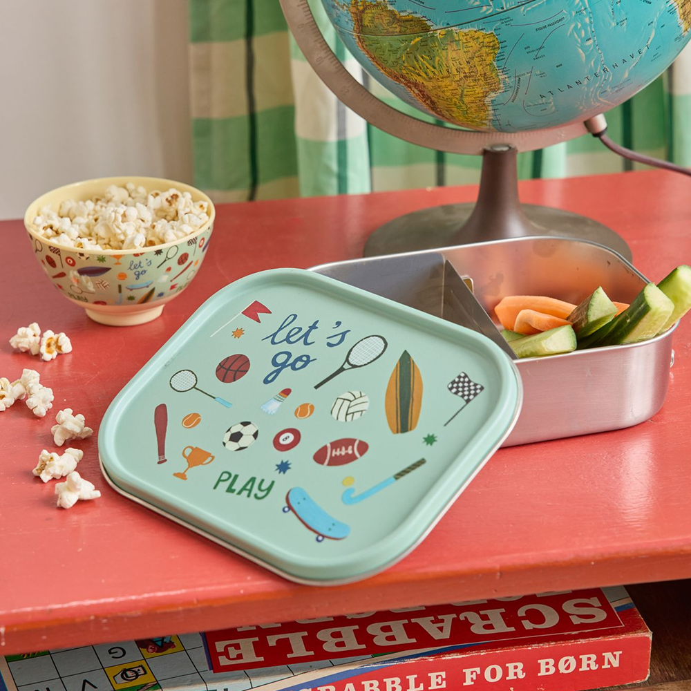 Rice Kids' Lunchbox 'Sports' Large Soft Green