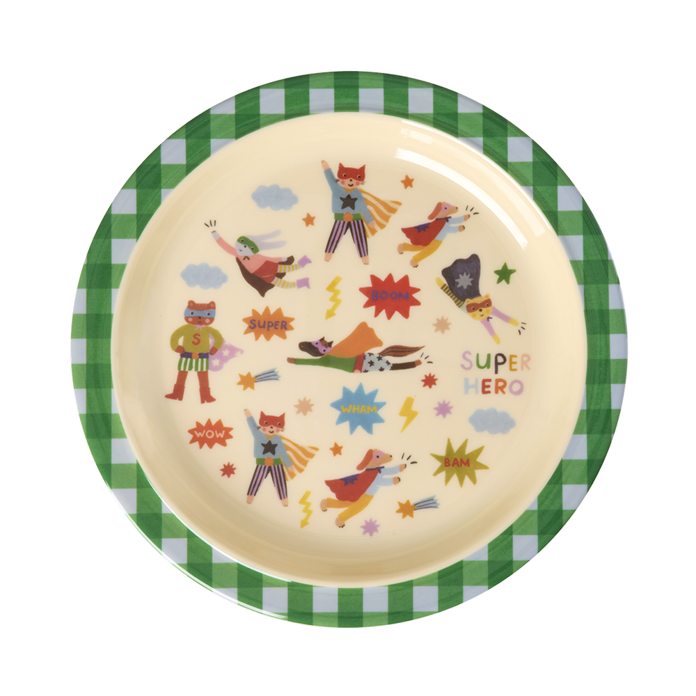 Rice  Melamin Kinderteller  'Hero' Green