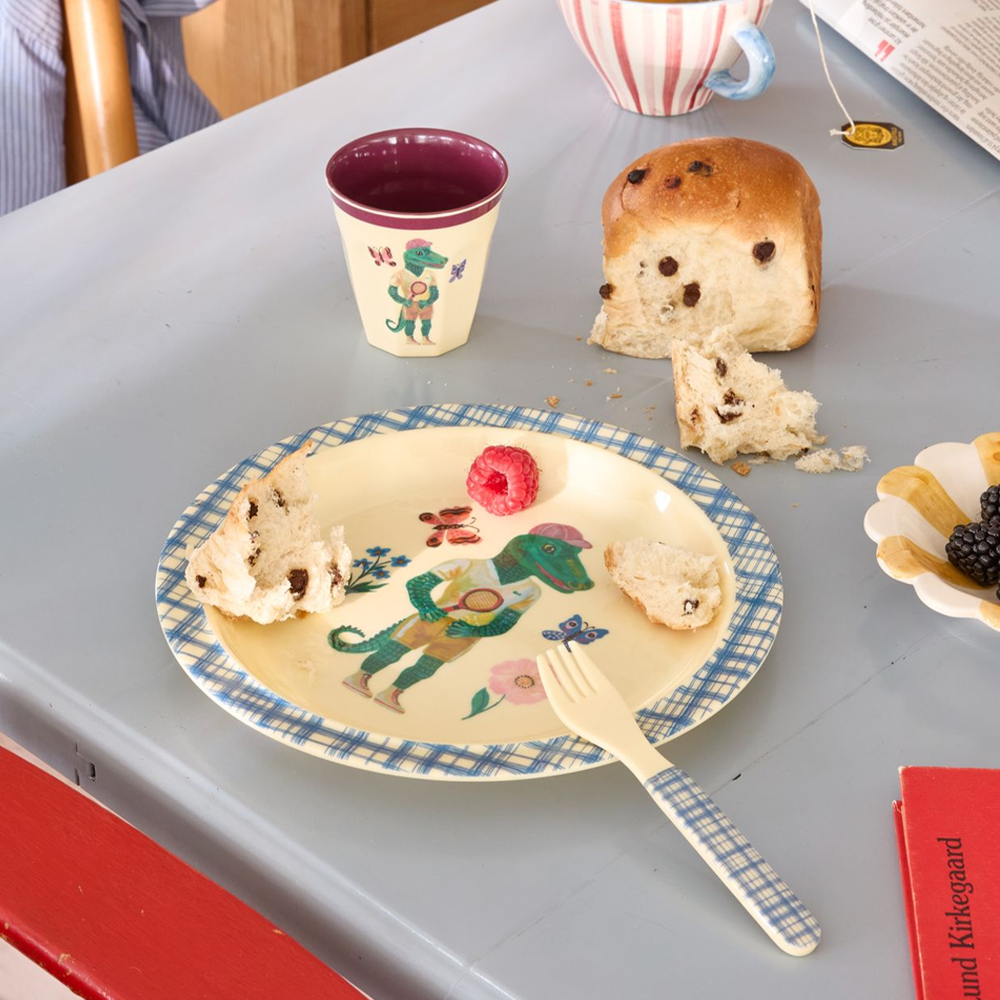 Rice  Melamin Kinderteller &#39;Nathalie Lété Print&#39; Blue