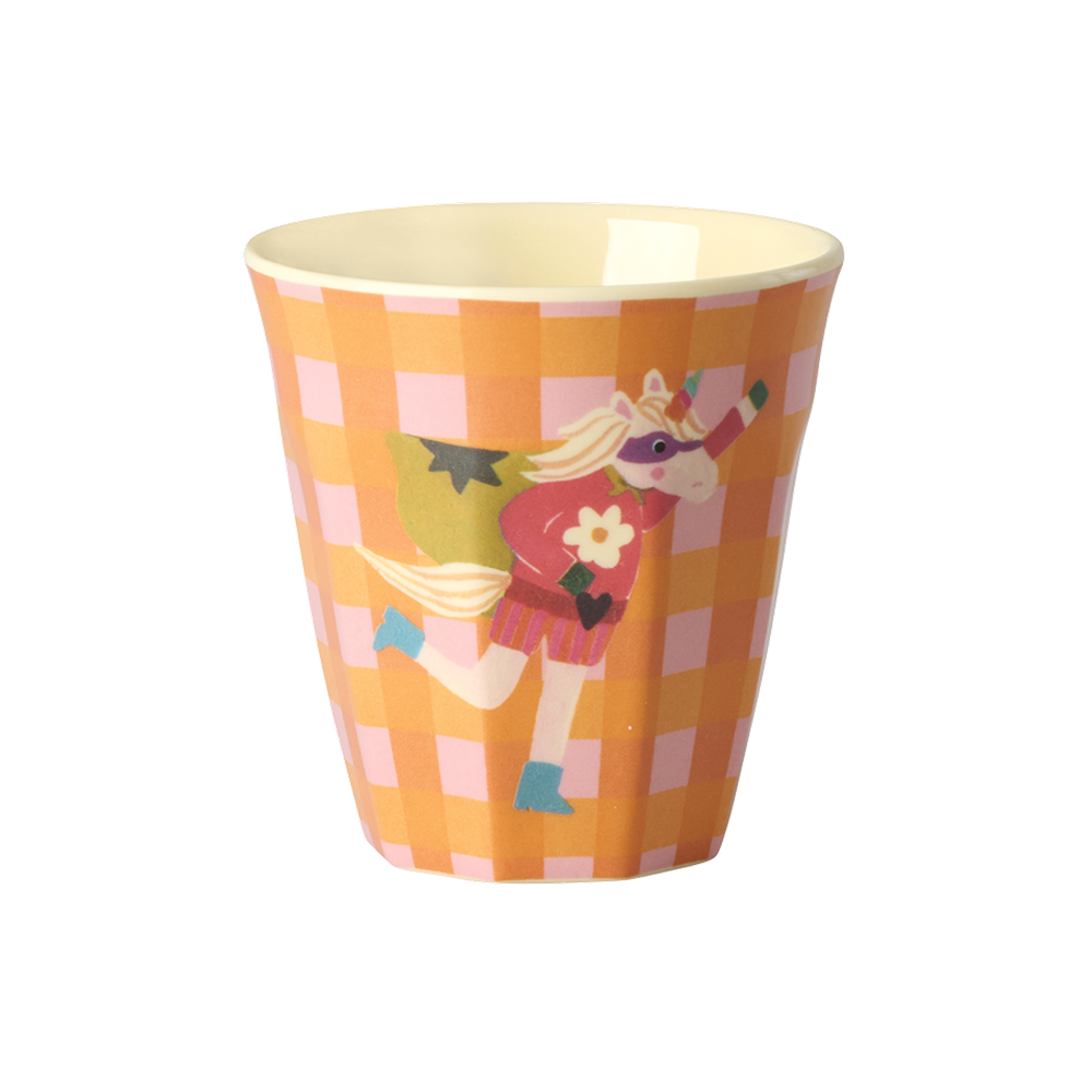 Rice Melamine Small Tumbler 'Hero' Orange Checkers