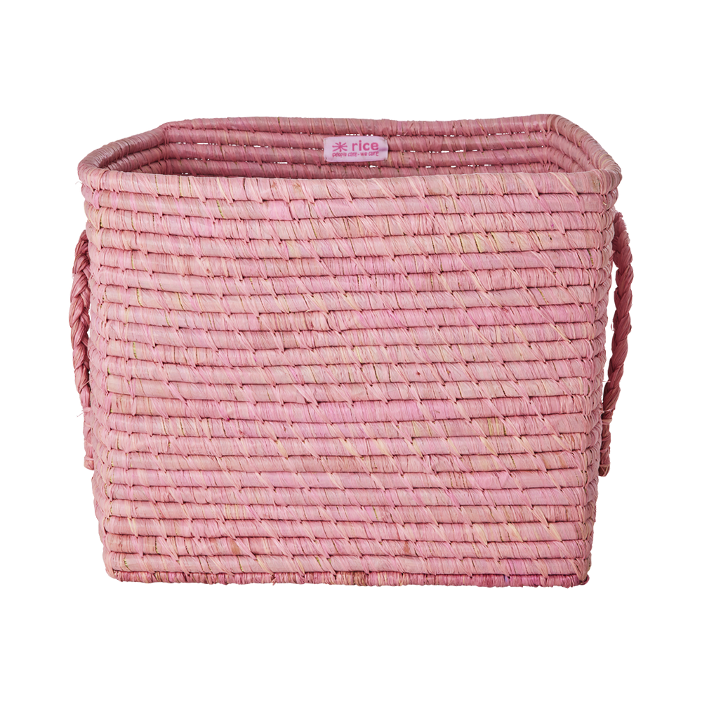 Rice rechteckiger Aufbewahrungskorb mit Griffen &#39;Raffia&#39; Soft Pink