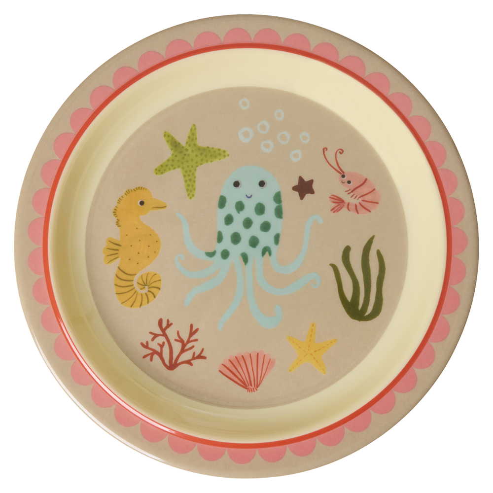 Rice  Melamin Kinderteller 'Ocean' Coral - Online MY SNOWFLAKE