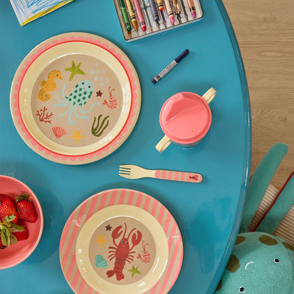 Rice  Melamin Kinderteller 'Ocean' Coral - Online MY SNOWFLAKE