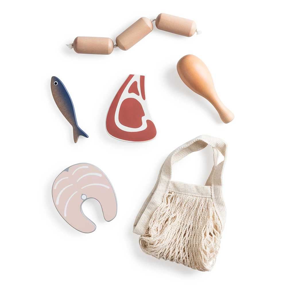 Sebra Fleisch und Fisch aus Holz