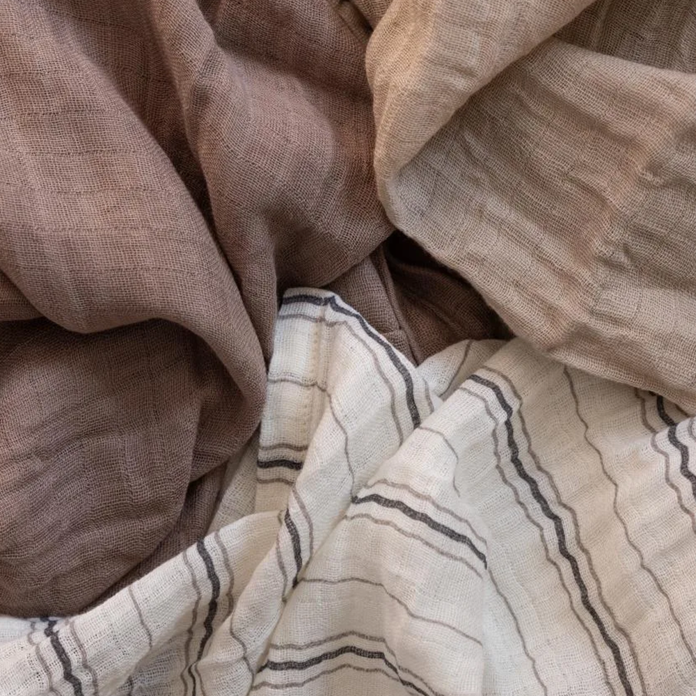 Sebra Muslin Burp Cloth 3-Pack Cream Stripe, Beige