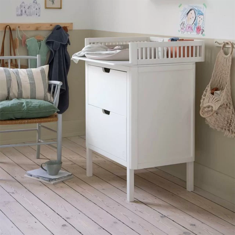 Sebra Changing Table with Drawers Classic White