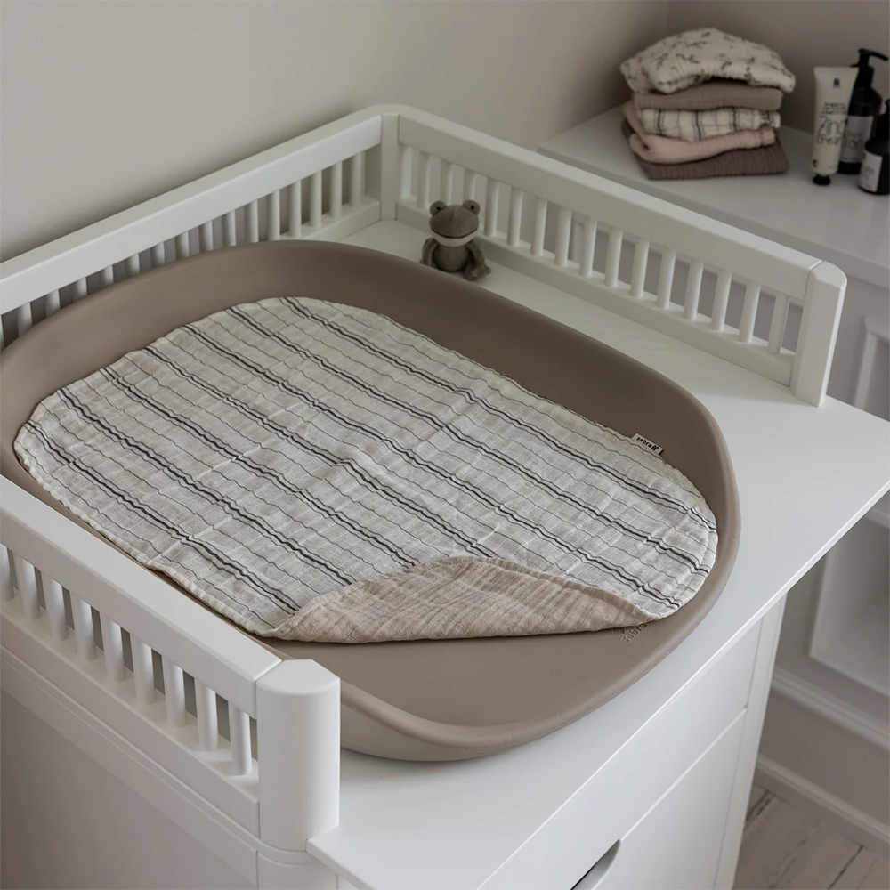Sebra Muslin Changing Pad 2-pack Cream Stripe