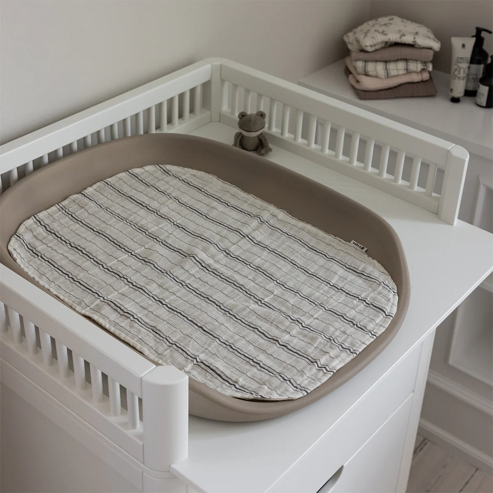 Sebra Muslin Changing Pad 2-pack Cream Stripe