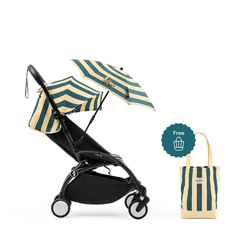 Stokke®  YOYO³ 6+ 'Riviera Collection' Summerkit mit Bezug, Sonnenschirm und Beach Bag Monaco