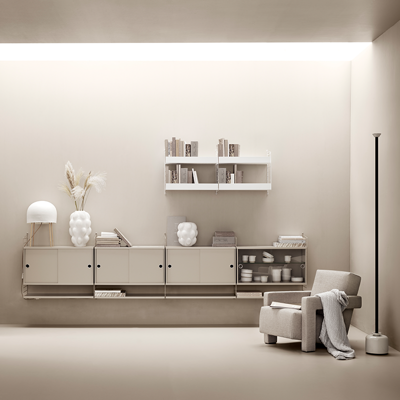 String Furniture Élément de rangement à portes coulissantes « System » 78x30 cm Beige
