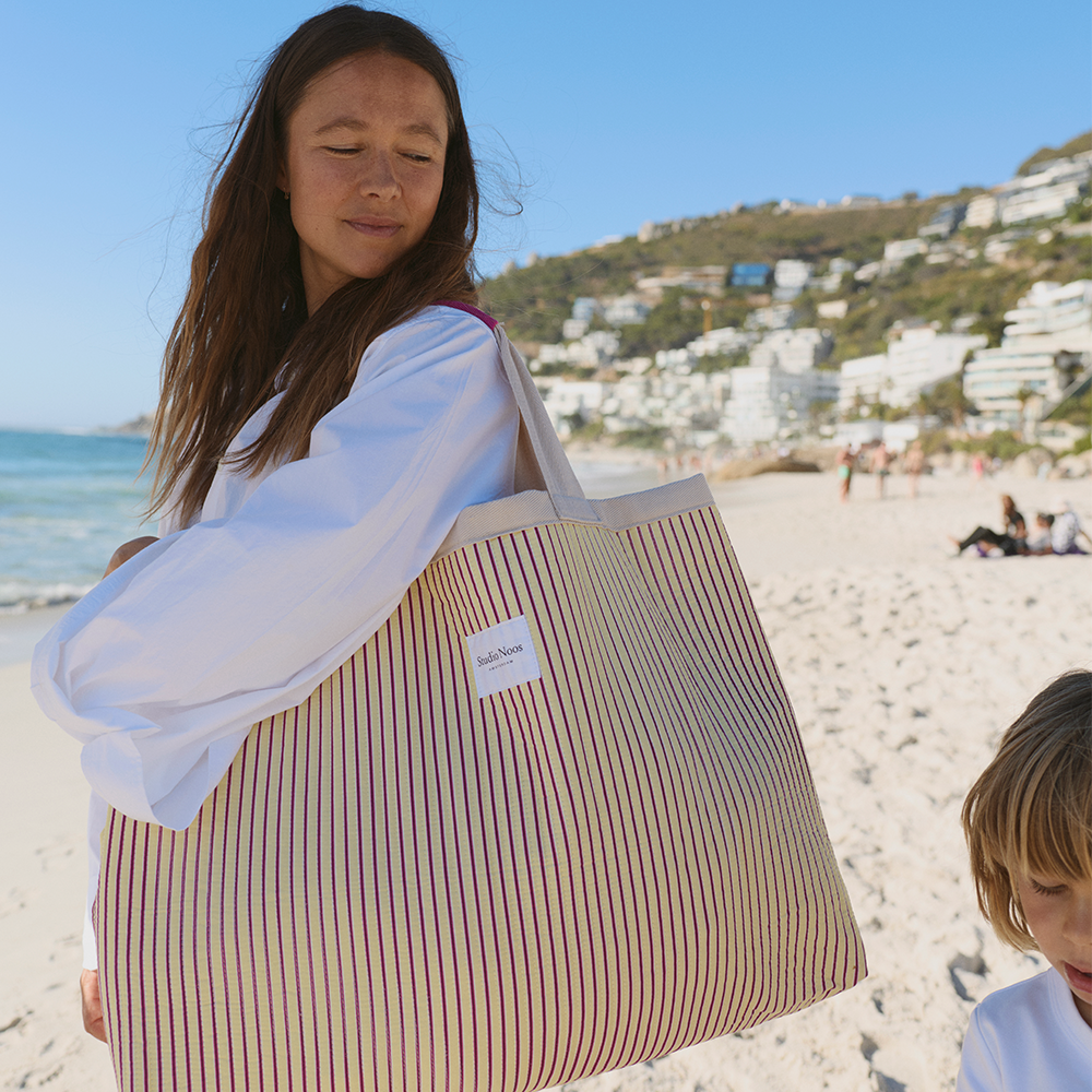 Studio Noos Sac de Plage « Poplin » Jaune Beurre Rayé