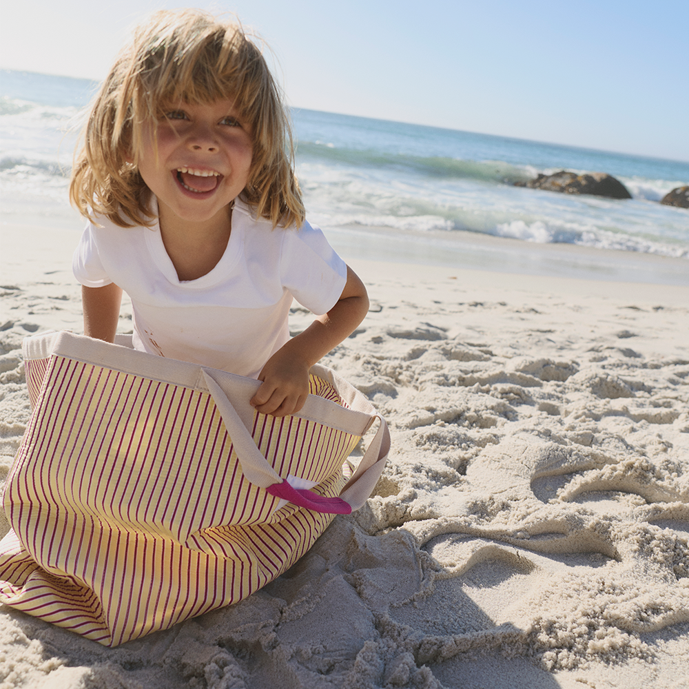 Studio Noos Sac de Plage « Poplin » Jaune Beurre Rayé