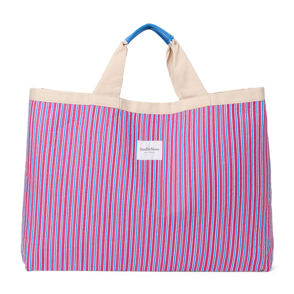 Studio Noos  Beach Bag 'Poplin' Raspberry Striped