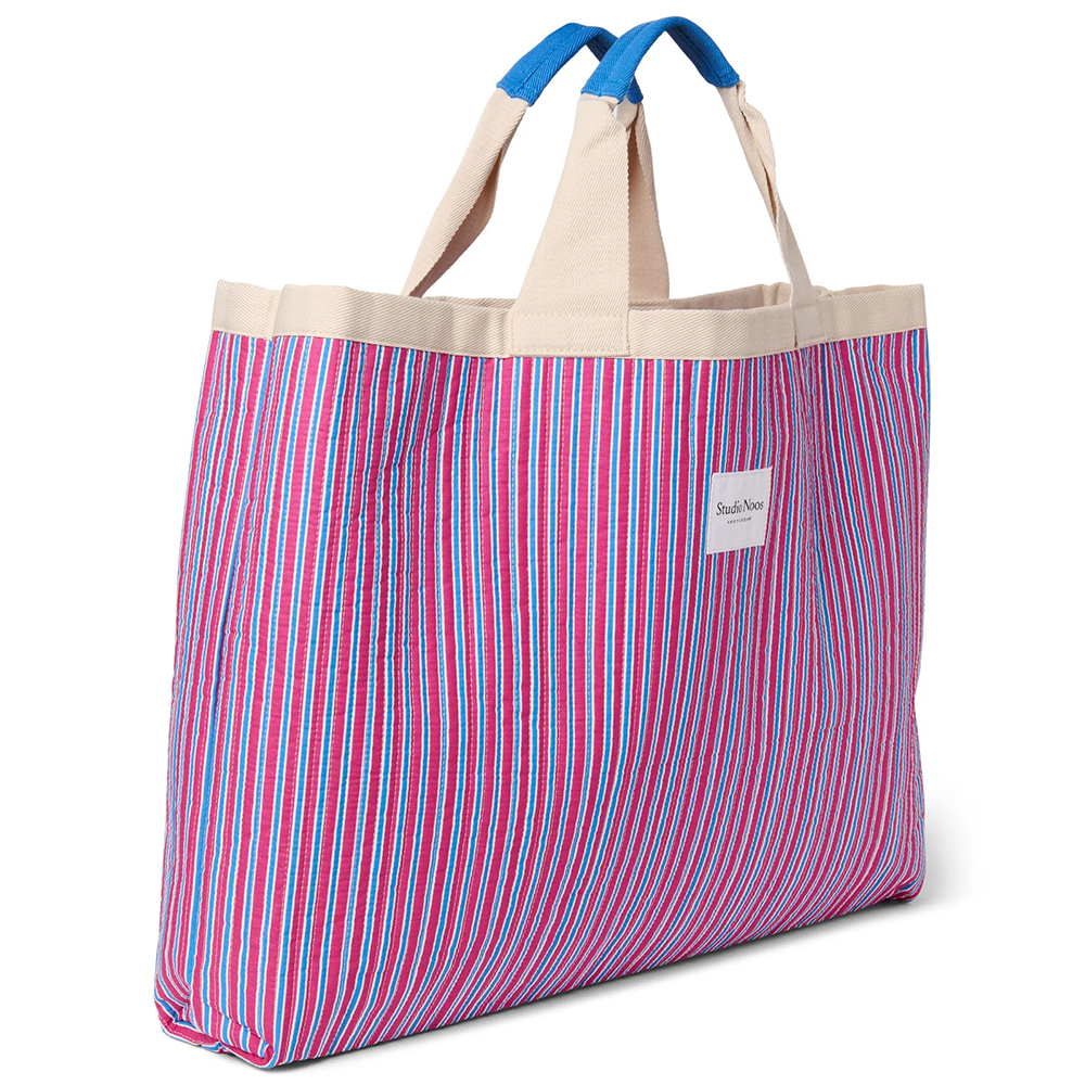 Studio Noos  Beach Bag 'Poplin' Raspberry Striped