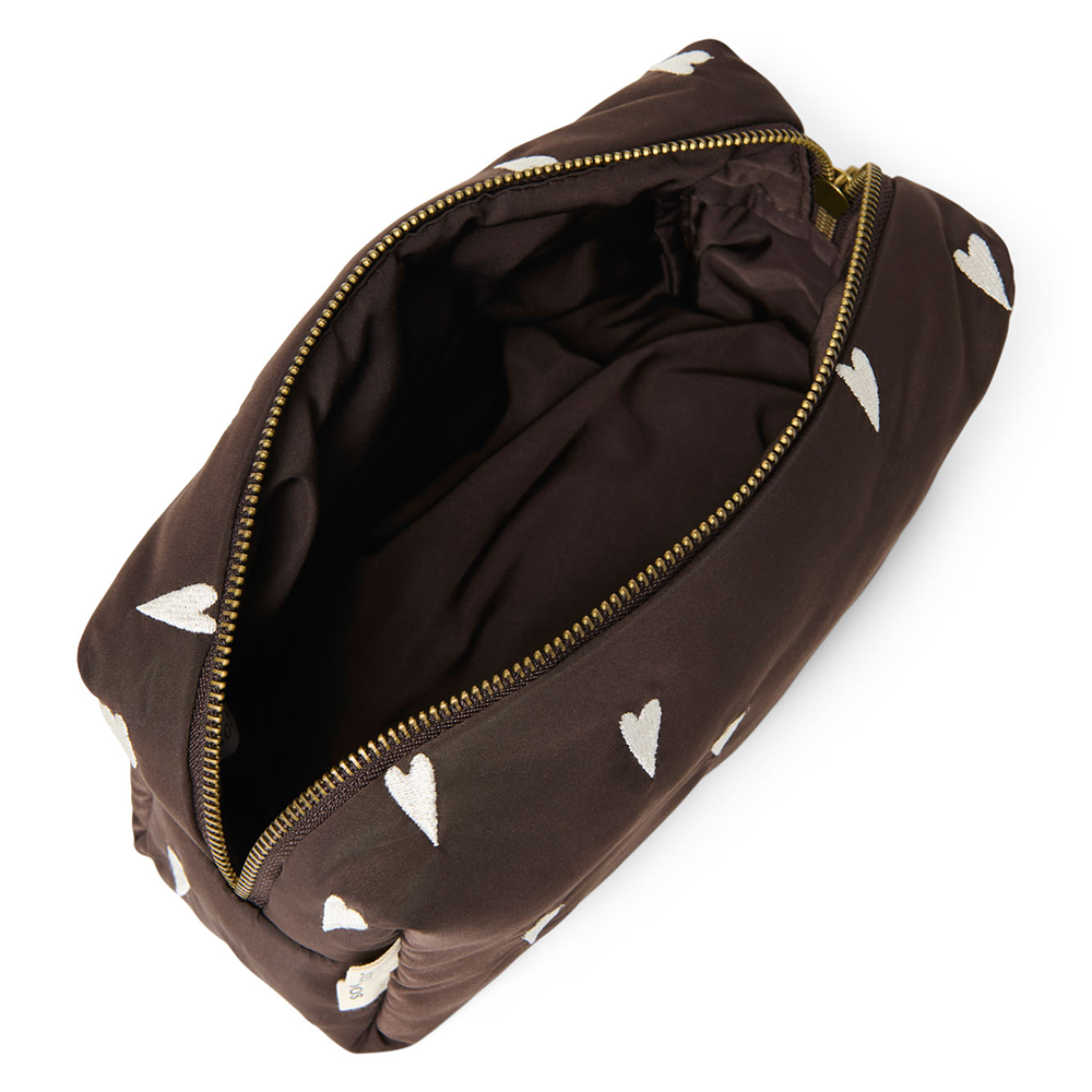 Studio Noos Necessaire  &#39;Puffy Pouch&#39; Brown Hearts