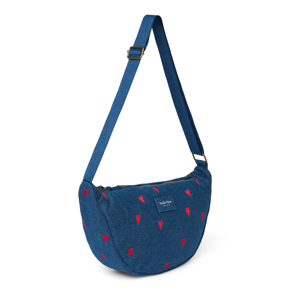 Studio Noos Gürteltasche für Erwachsene 'Denim' Dark Blue Red Hearts