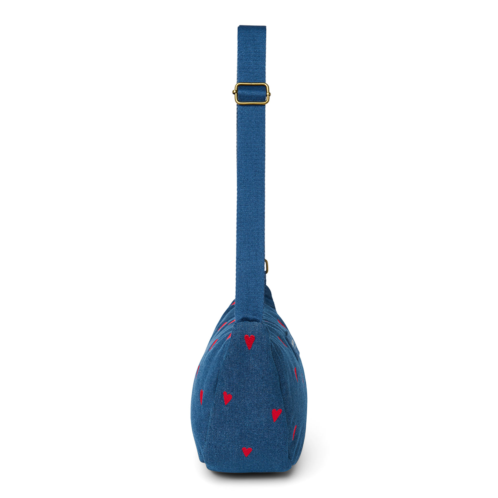 Studio Noos Gürteltasche für Erwachsene 'Denim' Dark Blue Red Hearts