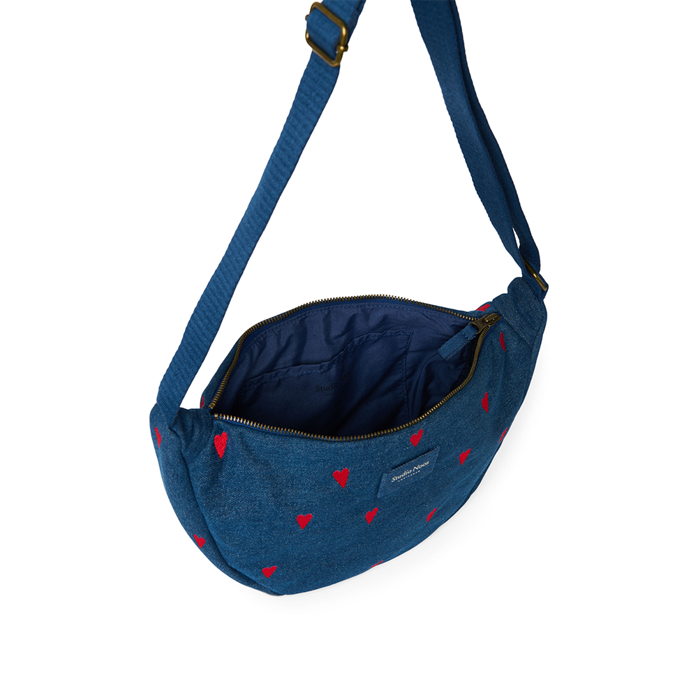 Studio Noos Gürteltasche für Erwachsene 'Denim' Dark Blue Red Hearts