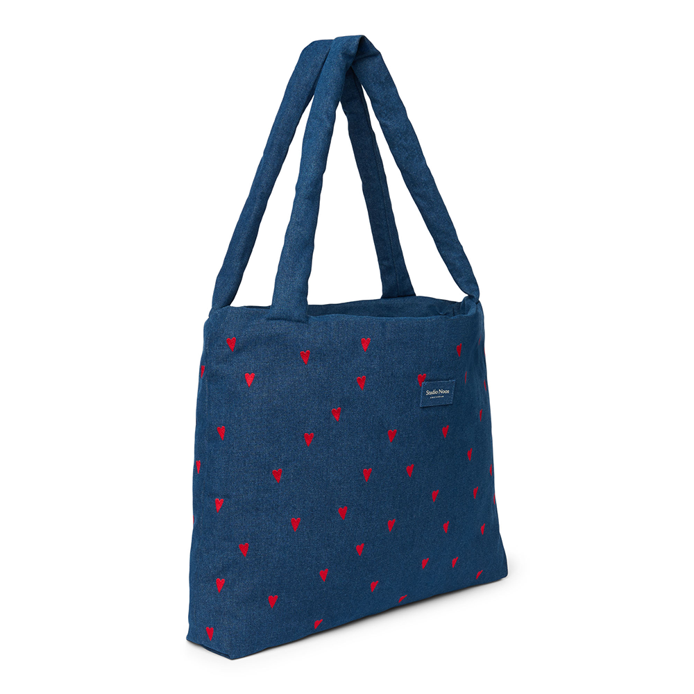 Studio Noos  Tragetasche 'Denim Mom Bag' Dark Blue Hearts