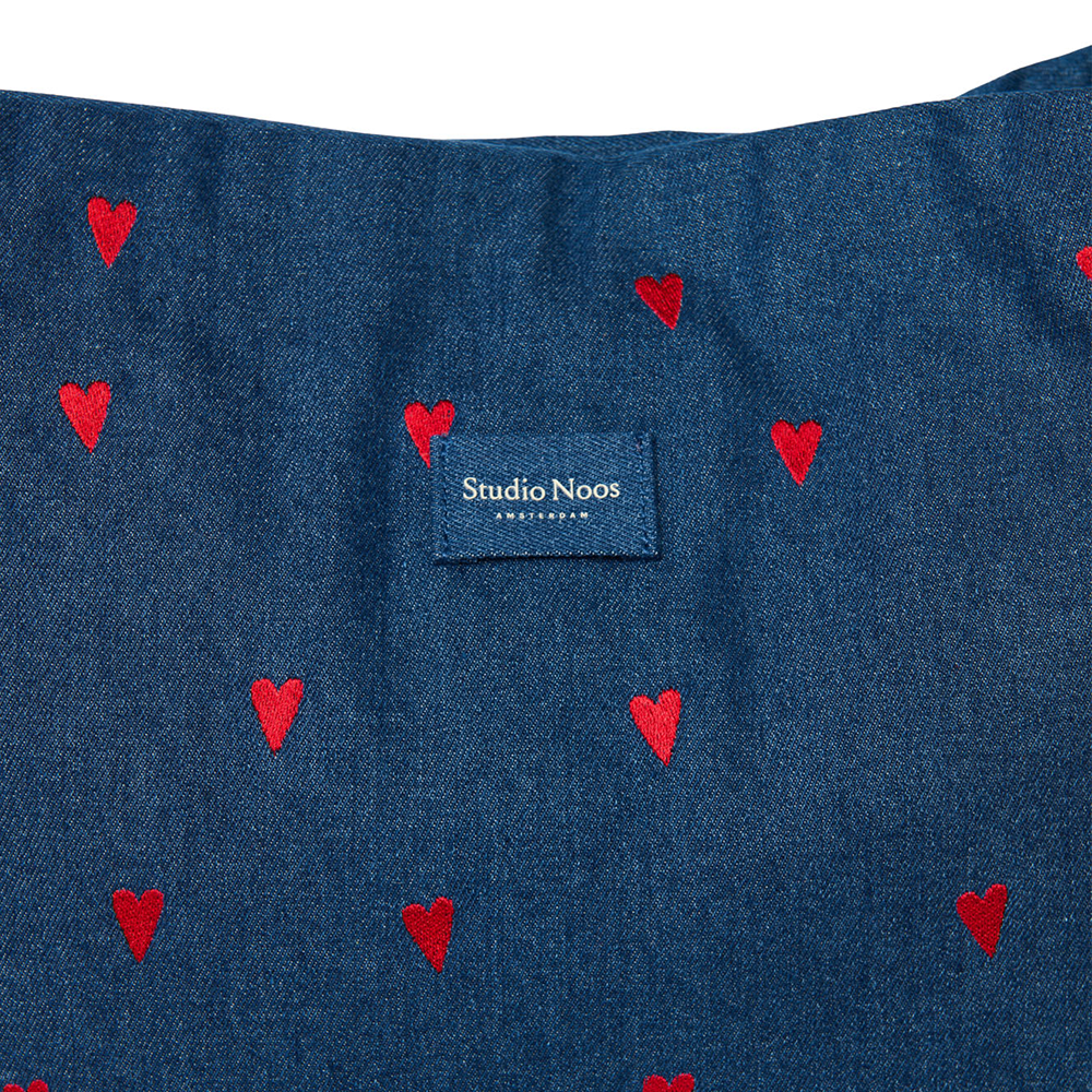 Studio Noos  Tragetasche 'Denim Mom Bag' Dark Blue Hearts