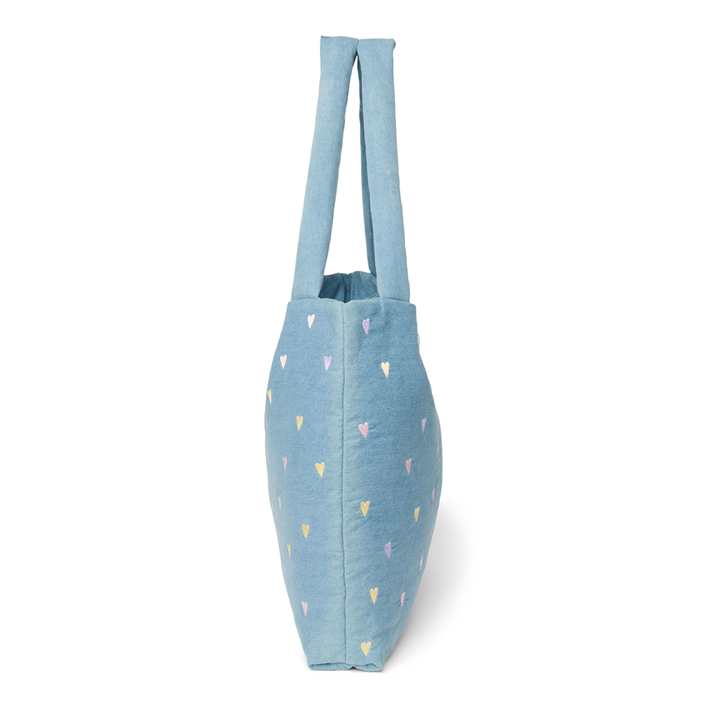 Studio Noos  Tragetasche 'Denim Mom Bag' Light Blue Hearts