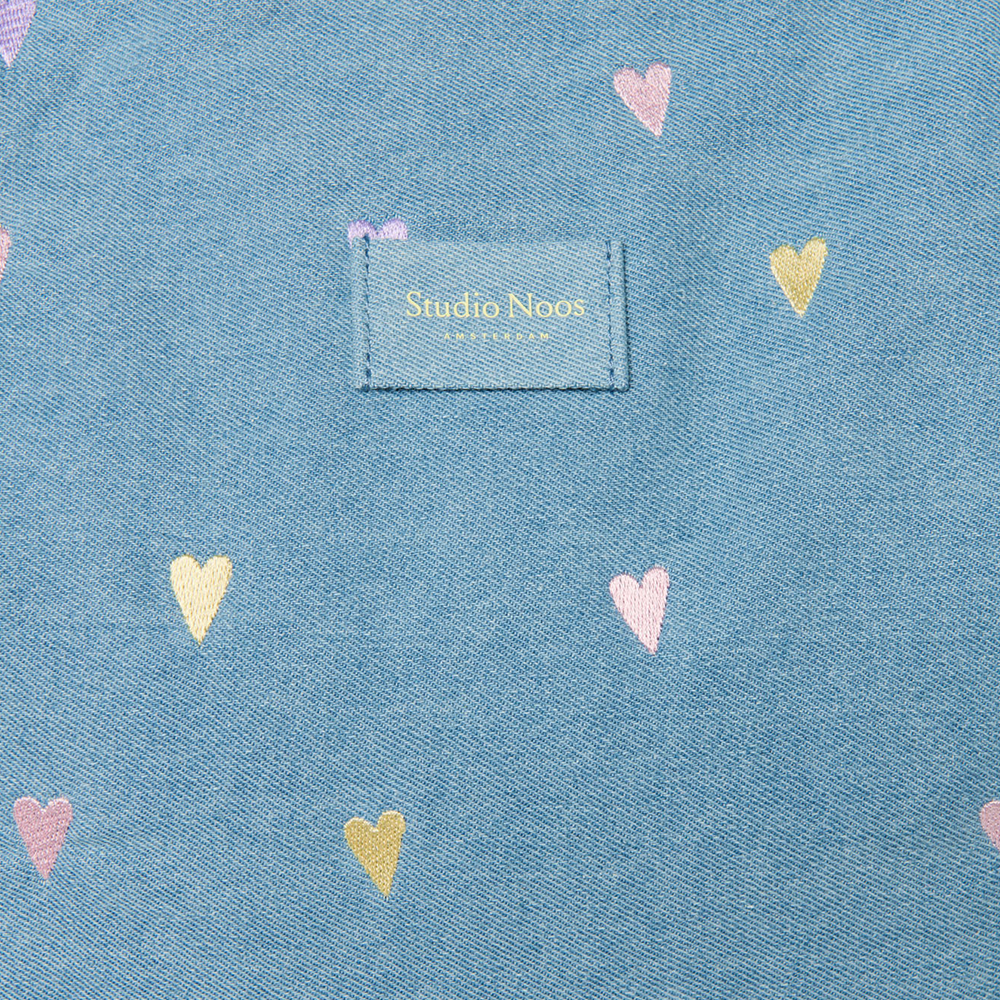 Studio Noos  Tragetasche 'Denim Mom Bag' Light Blue Hearts