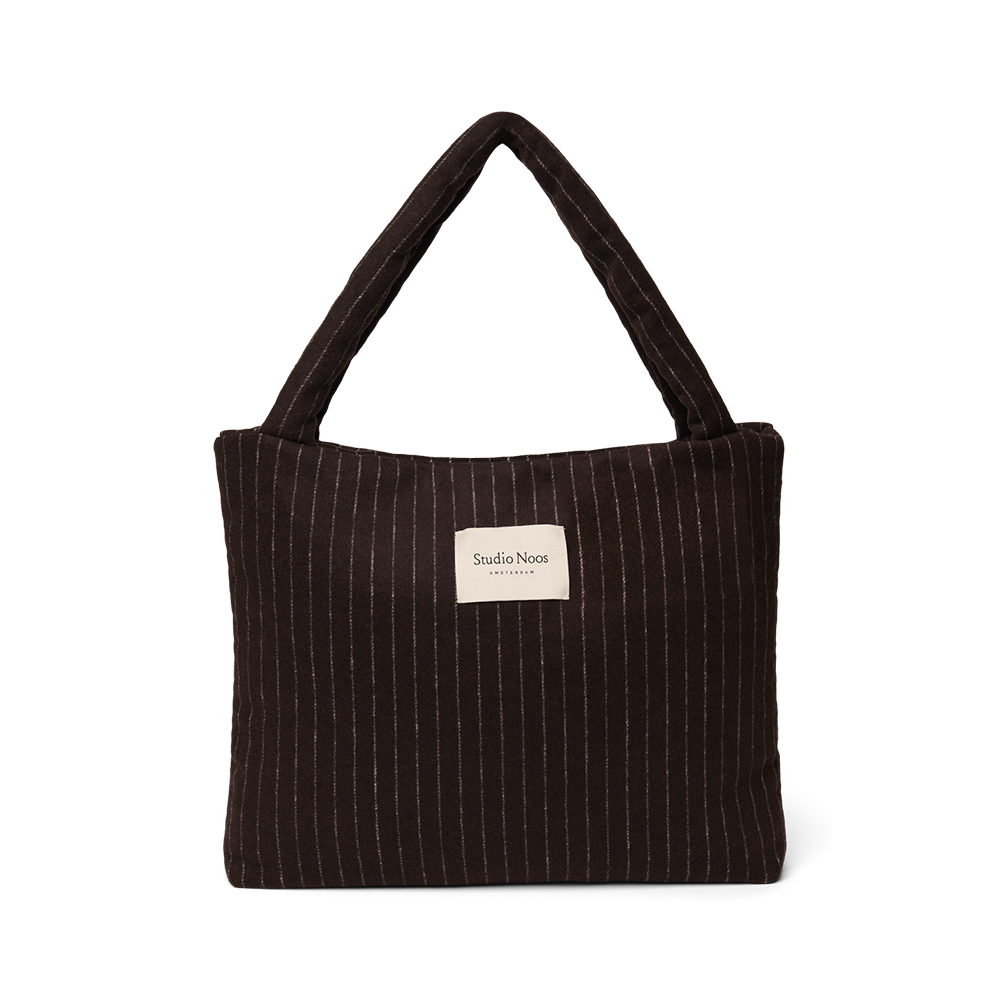 Studio Noos  Tragetasche 'Flannel Mom Bag' Brown Chalkstripe