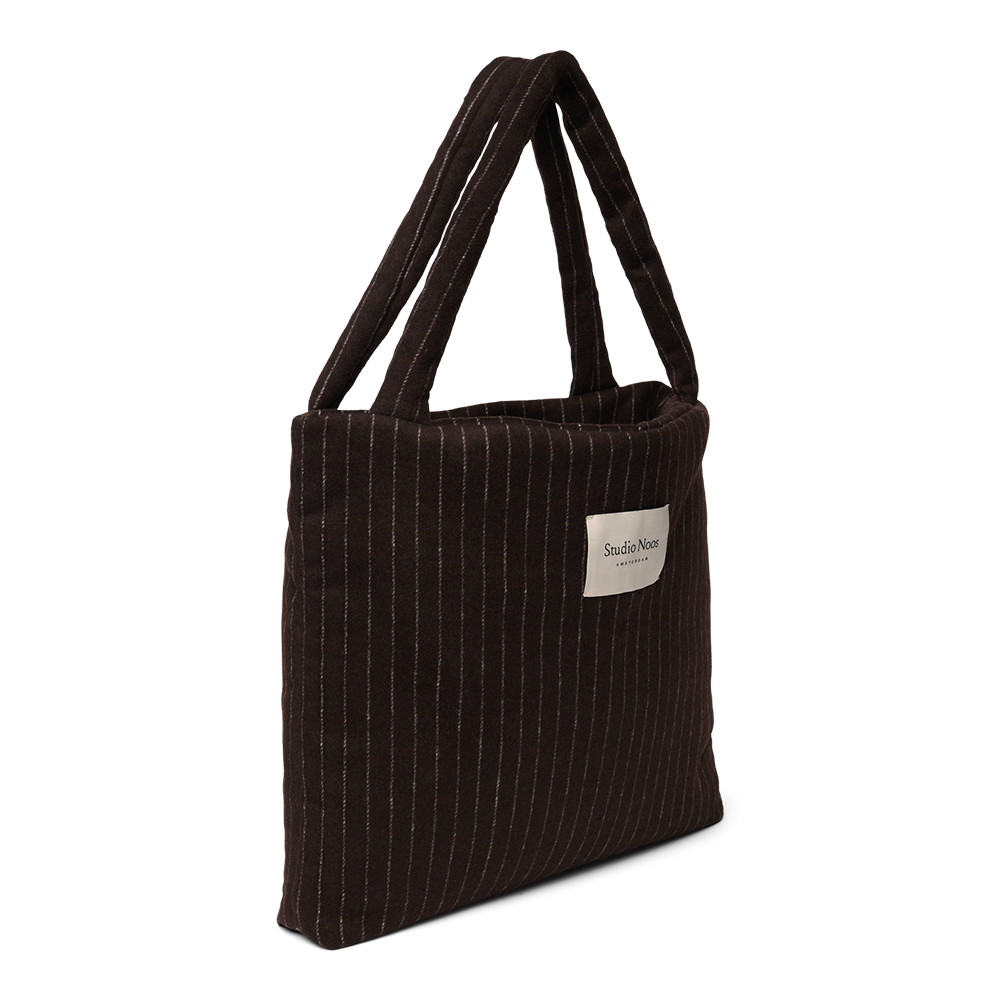 Studio Noos  Tragetasche 'Flannel Mom Bag' Brown Chalkstripe