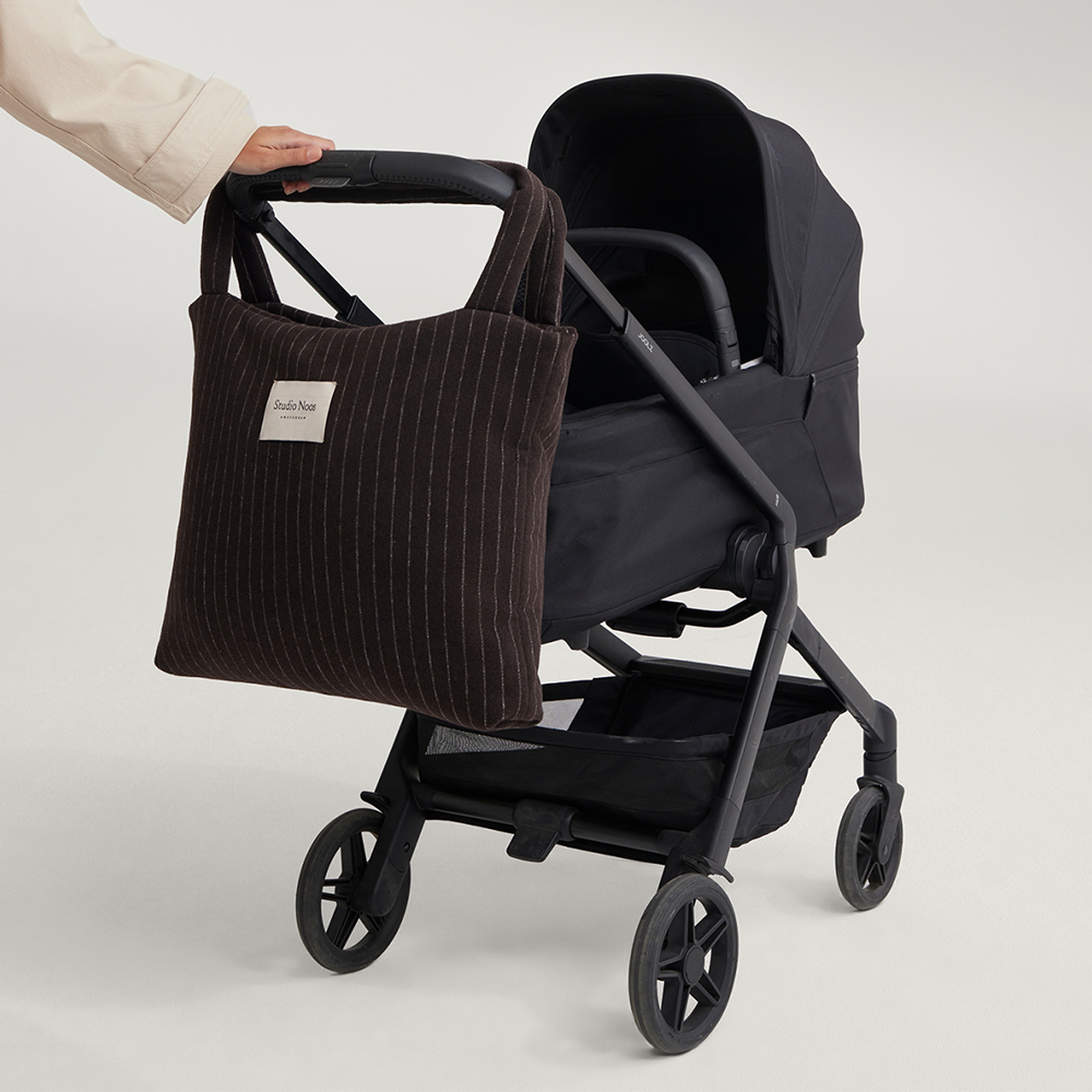 Studio Noos  Tragetasche 'Flannel Mom Bag' Brown Chalkstripe