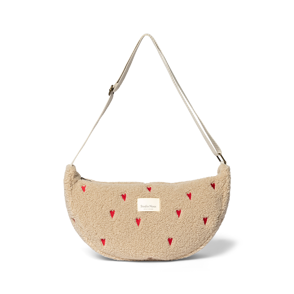Studio Noos Gürteltasche für Erwachsene &#39;Teddy Hearts&#39; Ecru