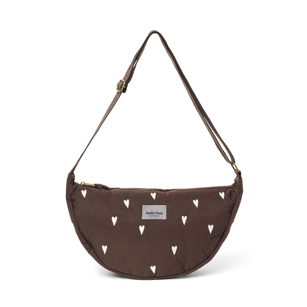 Studio Noos Gürteltasche für Erwachsene &#39;Puffy&#39; Brown Hearts