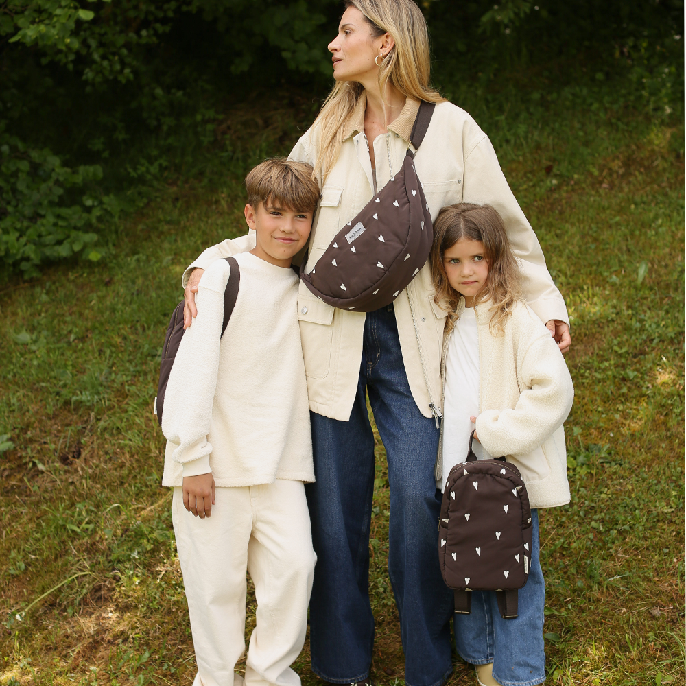 Studio Noos Gürteltasche für Erwachsene &#39;Puffy&#39; Brown Hearts