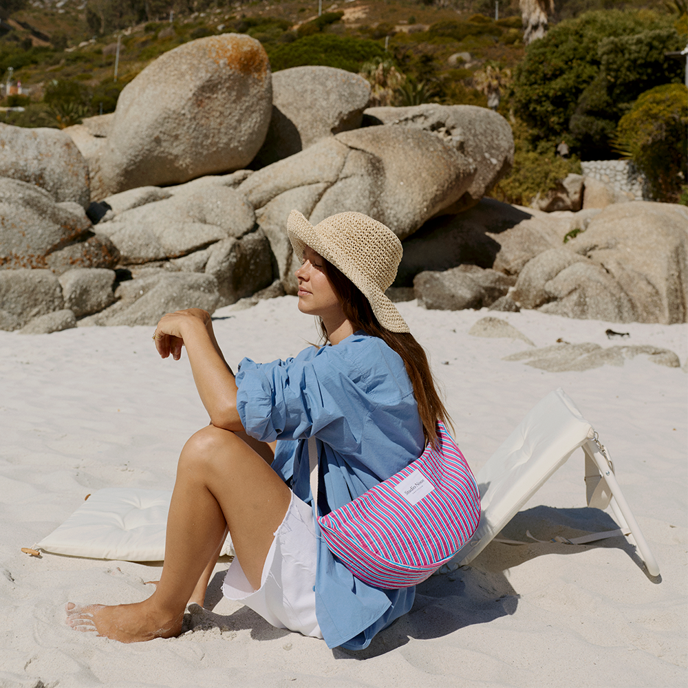 Sac banane Studio Noos pour adultes "Poplin" rayé framboise