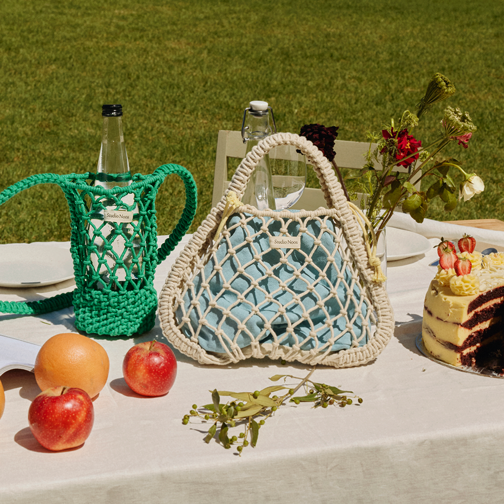Studio Noos Macramé Bottle Bag 'Bottle Bag' Green