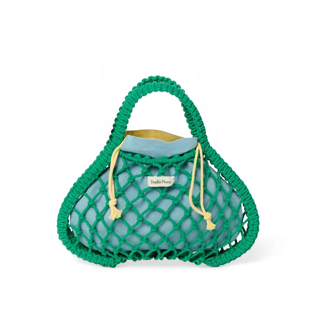 Studio Noos Macramé Handtasche mit wendbarer Innentasche in Blau-Gelb 'Mini Bag' Green