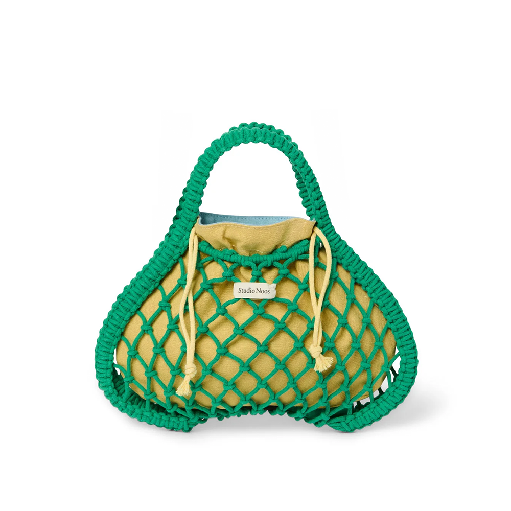 Studio Noos Macramé Handtasche mit wendbarer Innentasche in Blau-Gelb 'Mini Bag' Green