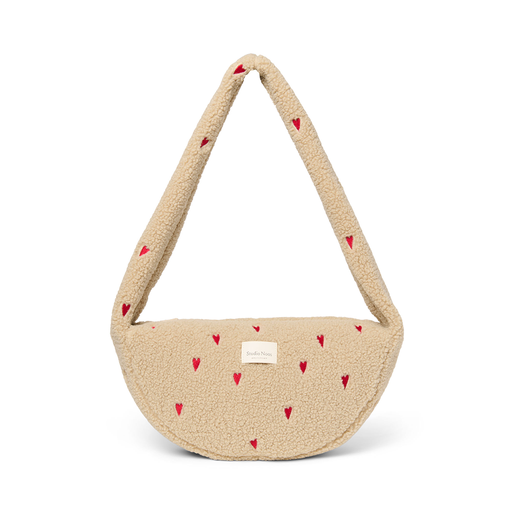 Studio Noos Mini Crossbody Bag 'Teddy' Ecru Hearts